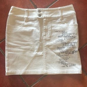 SKYROMBER stretch denim short skirt with fun graphics! Sz sm